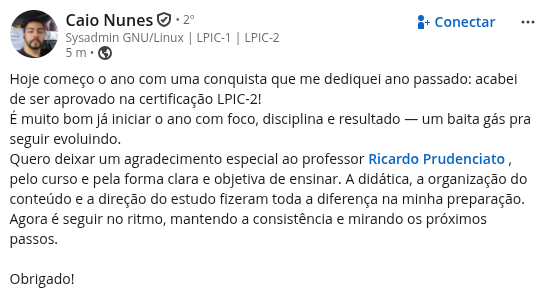 Depoimento-LPIC-2-Linkedin-Caio-Nunes depoimento lpic-2