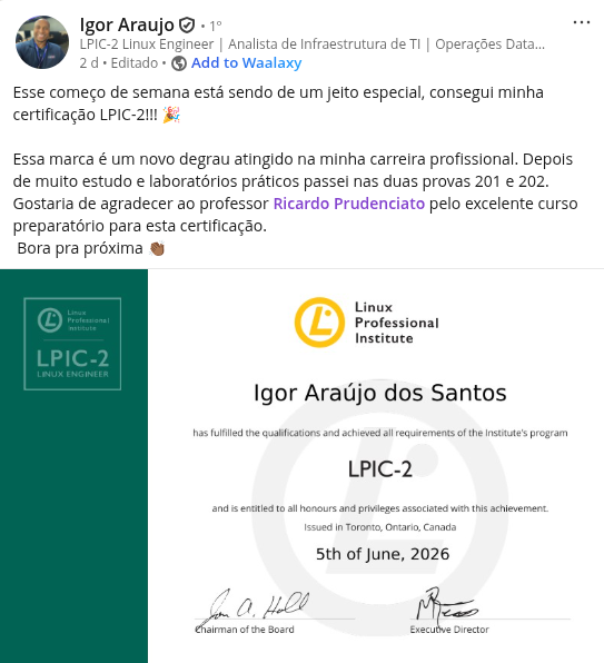 Depoimentos-LPIC-2-Linkedin-Igor-Araujo review lpic-2
